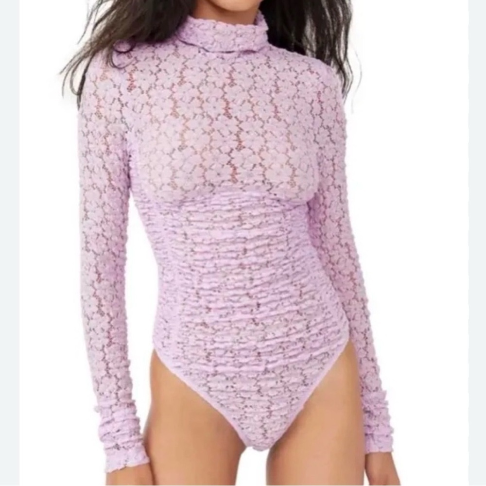 Intimately Free People Lace Lavender Day & Night Bodysuit Shear Stretch Medium